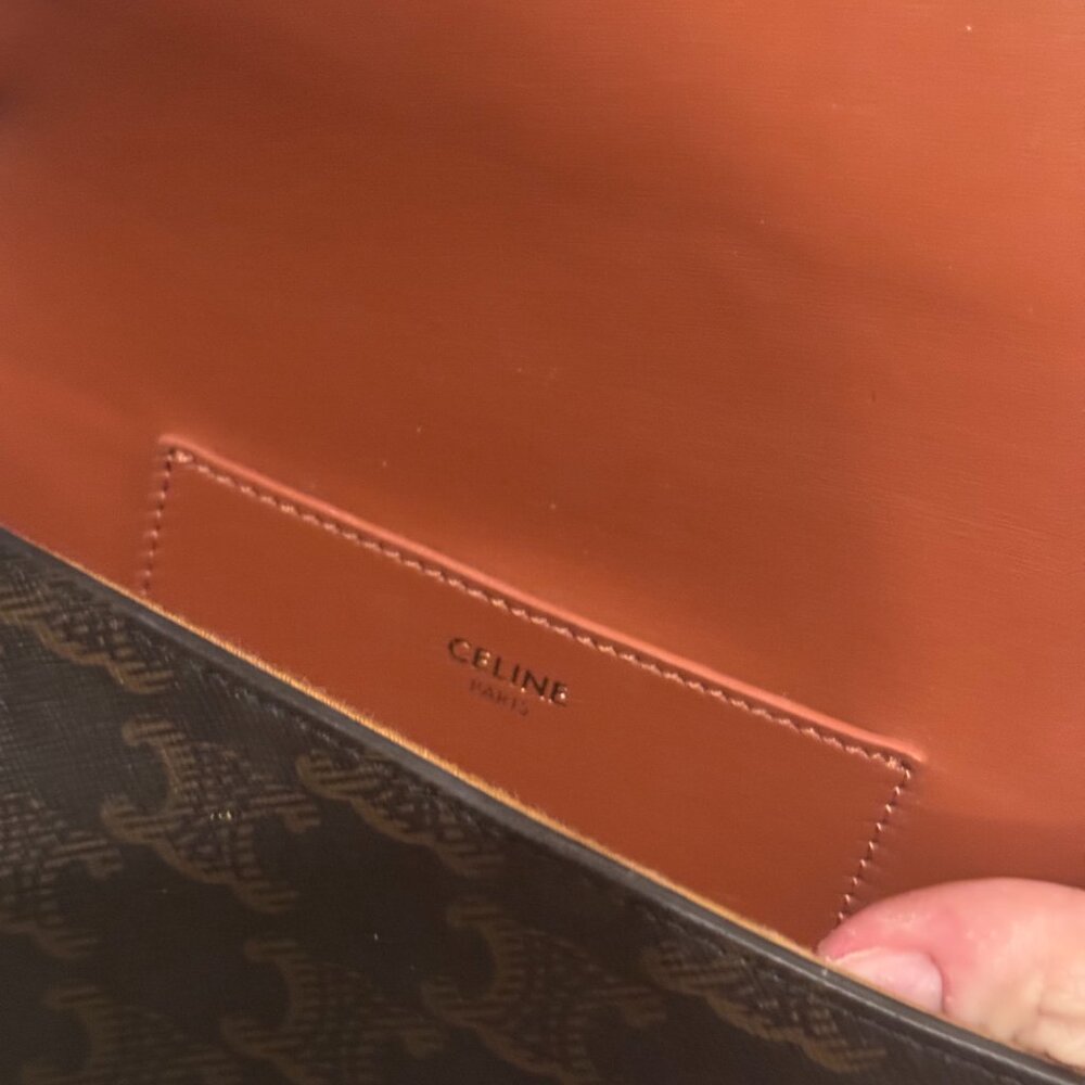 Celine Triomphe Canvas and Calfskin Clutch On Strap - Picture 3 of 4
